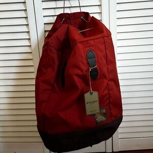 FILSON Daypack Bag Nylon Rusted Red‎ Drawstring Alaska USA Top Load NWT